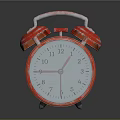 Red Vintage Alarm Clock With Double Bells And Round Dial Reflective Surface And Classic Design
