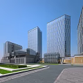 Modern Industrial Plant Complex With Glass Facades Green Lawns And Open Plaza Areas