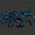 Fantasy Mythical Creature With Blue Green Purple Wings And Reflective Surface