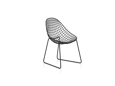 Minimalist Modern Leisure Chair Featuring Grid Pattern and Metal Wire Frame 3d model