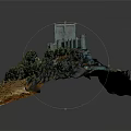 Ancient Architecture Model On Hill Slope With Green Trees And Pathway Surroundings