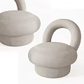 Two Gray Upholstered Accent Chairs With Rounded Design Modern Minimalist Style 3d model