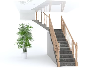 Modern Stair Wood Stair Railing Handrail 3d model Modern Stair Wood Stair Railing Handrail 3d model