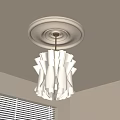 Modern White Folded Design Chandelier Hanging From Ceiling With Circular Rosette In Room 3d model