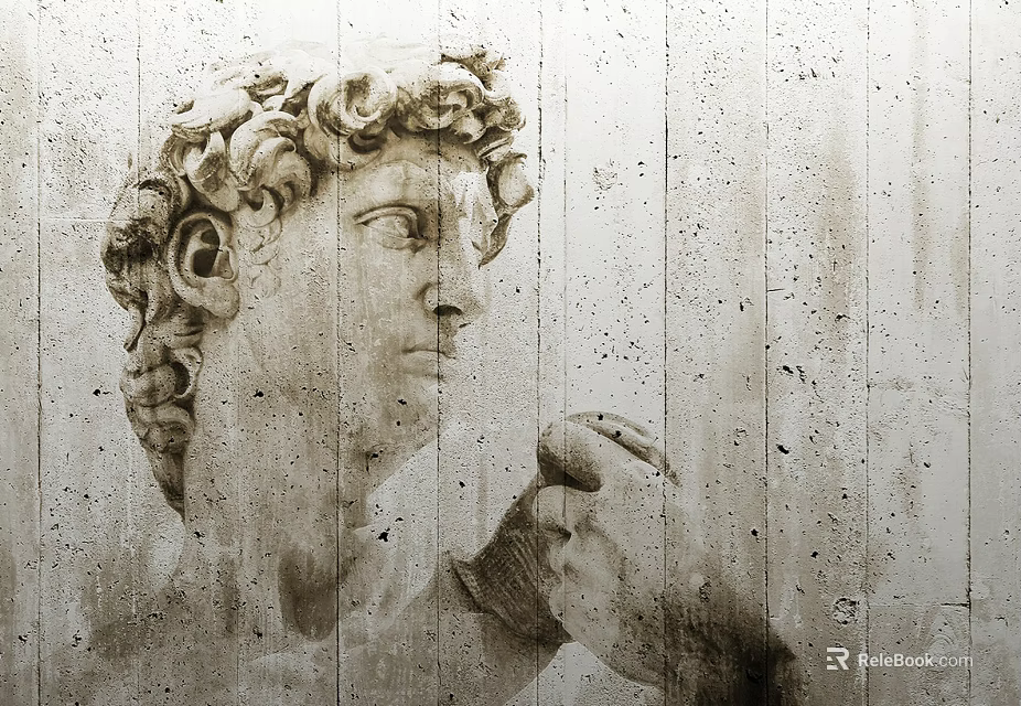 Classical Style Portrait Painting With Curly Hair Profile And Textured Wall Background 3d model 