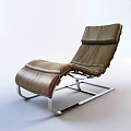 Brown Leather Lounge Chair With Sleek Metal Frame And Modern Design