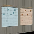 Modern Artistic Wall Decor With Gradient Color Cubes On Wooden Wall 3d model