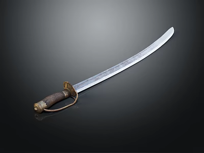 Traditional Warrior Sword With Brown Wrapped Handle And Creature Decorative Design 3d model