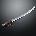 Traditional Warrior Sword With Brown Wrapped Handle And Creature Decorative Design 3d model
