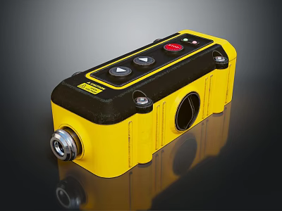 Yellow And Black Switch Panel With Control Buttons And Emergency Stop Function 3d model