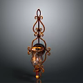 Ornate Brass Wall Sconce With Intricate Scrollwork And Decorative Glass Holder