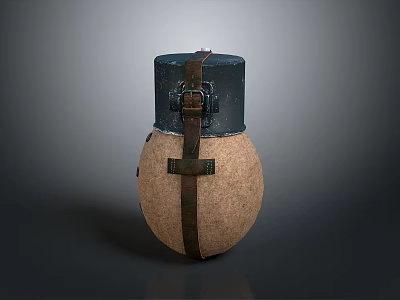 Vintage Home Storage Jar With Black Top Brown Base And Leather Straps Design 3d model