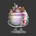 Two Glass Cups of Ice Cream with Whipped Cream Chocolate Sticks and Colorful Toppings