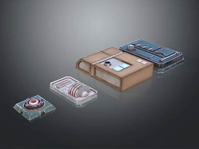 Transparent Casing Mechanical Equipment With Brown Housing And Internal Components 3d model