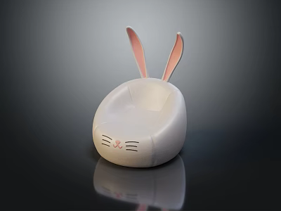 Cute Rabbit Shaped Single Sofa With White Body And Pink Ears 3d model