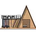 Modern Triangular Wooden House with Balcony Staircase and Bedroom Swing Chair