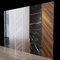 Modern Interior Design With Wooden Herringbone Panels Black Marble Veins And Golden Trim