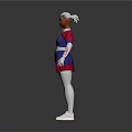 Child Cheerleader Costume With Red Blue White Dress Long Sleeves And Skirt