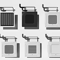 Various Styles of Air Conditioner Air Vents with Black and White Grille Designs