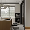 Modern Minimalist Light Toned Living And Dining Room With Cozy Sofa And Large Window Views