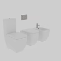 White Modern Toilet And Bidet Set With Grey Wall Control Panel Design 3d model