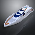 Modern Luxury Yacht With Sleek Design White Blue Color Orange Accents And Transparent Sections