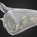 Camouflage Pattern Folder Packaged In Transparent Plastic Bag With Blue Handle 3d model