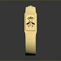 Exquisite Gold Men's Ring with Square Top Carved Pattern and Colorful Enamel Accents