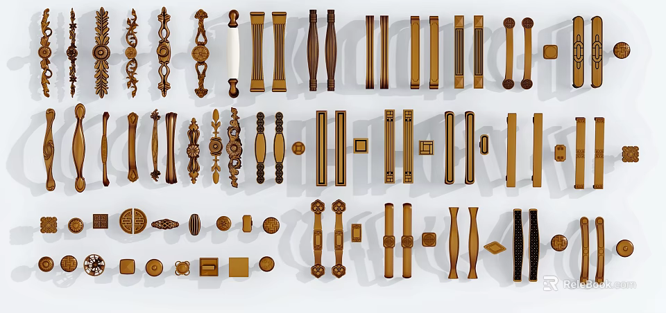 Decorative Wooden Handles For Cabinet Drawer With Various Styles And Designs 3d model 
