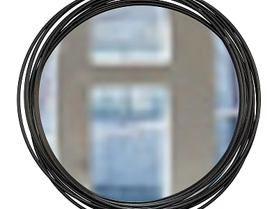 Round Black Layered Frame Mirror With Window View For Modern Interior 3d model