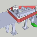 Mechanical Industrial Component With Red Green Gray Structural Parts And Platform 3d model