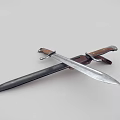 Crossed Historical Swords With Leather Handles Metallic Blades And Black Scabbards