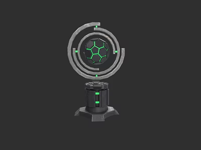 Modern Innovative Sports Equipment With Circular Ring Green Glowing Football Base 3d model