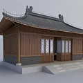 Traditional Chinese Ancient Building With Wooden Structure Tile Roof Carved Windows And Stone Steps