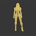 Futuristic Sci Fi Female Character Wearing Blue Black Mechanical Armor Standing