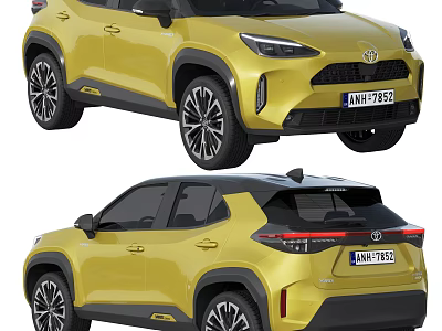 Yellow Toyota SUV Exterior Design With Front And Rear View Display Shots 3d model
