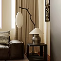 Wind Middle Ancient Table Lamp Pottery Pot Table Lamp Branch Floor Lamp Fishing Lamp Solid Wood Side Table 3d model