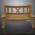 Wooden Bench With X Shaped Backrest Slatted Seat And Armrest Design