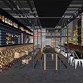Industrial LOFT Bar Clear Bar Card Block Area Bar Counter Cashier Wine Cabinet Card Block 3d model