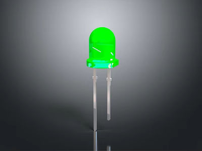 Green LED Light Emitting Diode With Clear Lens And Two Pins 3d model