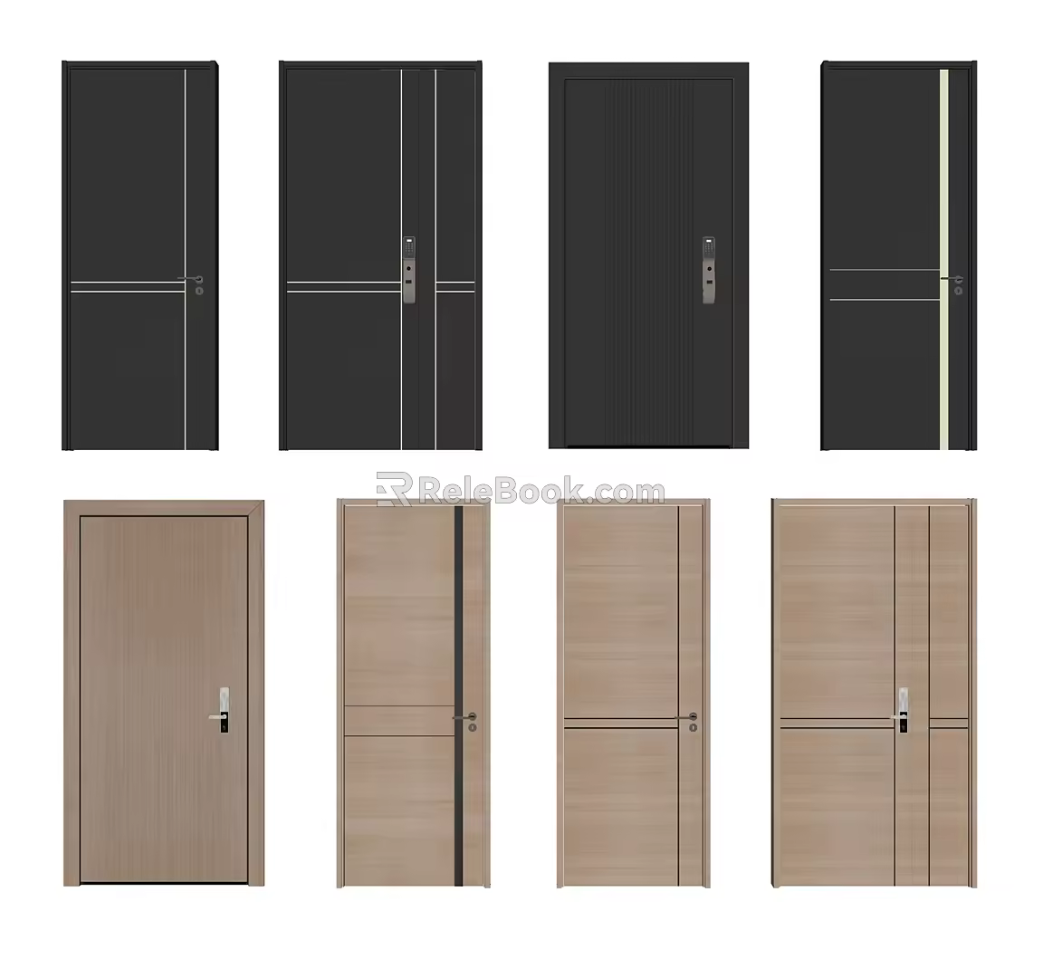 Modern swing door single door combination 3d model