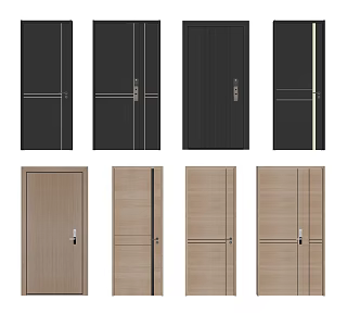 Modern swing door single door combination 3d model