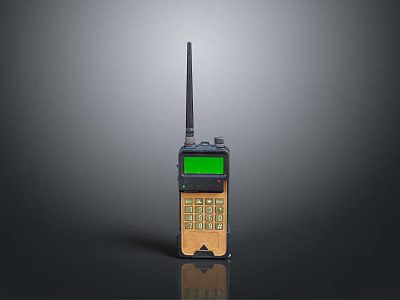 Portable Handheld Walkie Talkie With Antenna Green Screen And Keypad 3d model