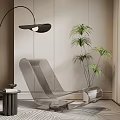 Transparent Modern Lounge Chair With Floor Lamp Green Plant And Striped Rug