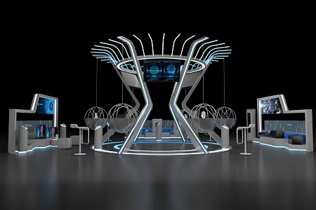 Exhibition Hall Display Cabinet Medium Island Cabinet Multimedia Display Cabinet Sand Table Display Cabinet All-in-One Machine Booth 3d model
