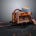 Vintage Coffee Cart Design With Coffee Cup Sign Wheel And Pipes