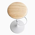 Two Modern Bar Stools White And Beige With Wooden Round Tops Round Base Footrest Ring