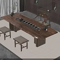 Natural Solid Wood Tea Table And Chairs Set For New Chinese Style Home Tea Room