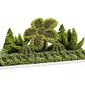 Flower Shaped Trimmed Shrubs With Surrounding Green Bushes And Small Flowers