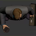 3D Business Character In Gray Suit With Blue Shirt Briefcase And Coffee Cup